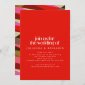 Invitation Mariage géométrique rouge clair élégant (Devant / Derrière)