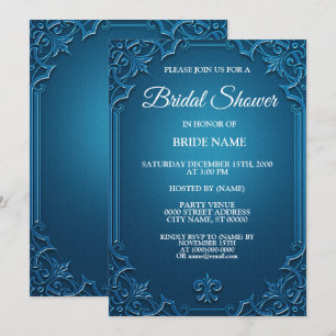 Invitation Mariage Géométrique Salle de Bain de Mariée Turquo
