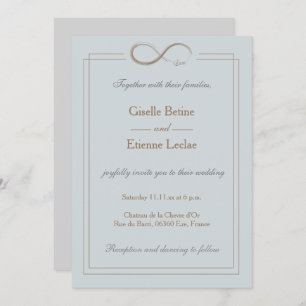 Invitation Mariage géométrique Signe d'infini bleu or