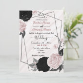 Invitation mariage géométrique souple rose et noir (Debout devant)