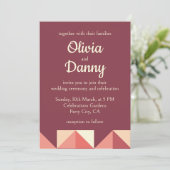 Invitation Mariage Géométrique Triangle Rose Pêche Violet (Debout devant)