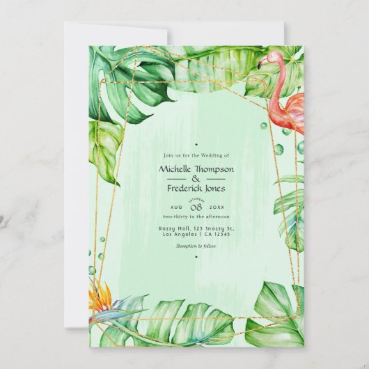Invitation Mariage géométrique tropicale exotique (Devant)