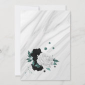 Invitation mariage géométrique turquoise bleu blanc et noir (Dos)