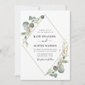 Invitation mariage géométrique vert eucalyptus (Devant)