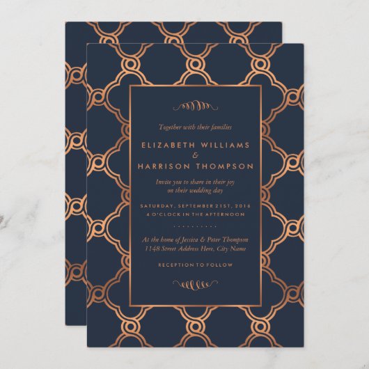 Invitation Mariage Géométrique vintage Gatsby (Devant / Derrière)