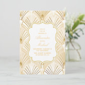 Invitation Mariage géométrique White Gold Gatsby (Debout devant)