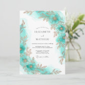 Invitation Mariage Gilded Coastal Aqua (Debout devant)