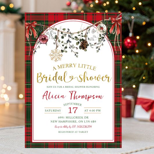Invitation Mariage Gingham Joyeux Petit Shower de Mariée