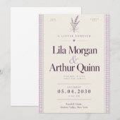 Invitation Mariage Gingham Lavande (Devant / Derrière)