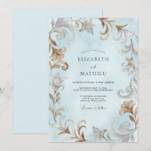 Invitation Mariage glace baroque eucalyptus acanthe (Devant / Derrière)