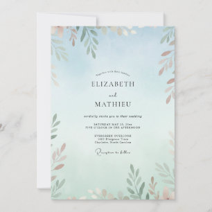 Invitation Mariage glaciaire à feuilles de cuivre
