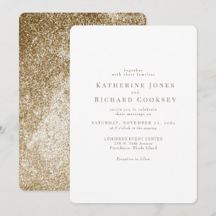 Invitation Mariage Glam arrondi blanc et or moderne