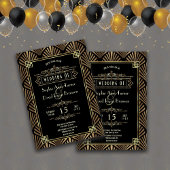 Invitation Mariage Glam Art Déco Noir Gatsby Style Années 20