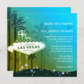 Invitation Mariage Glam Blue Las Vegas (Devant / Derrière)