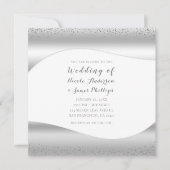 Invitation Mariage Glam de luxe Silver Wave Sparkle Parties s (Devant)