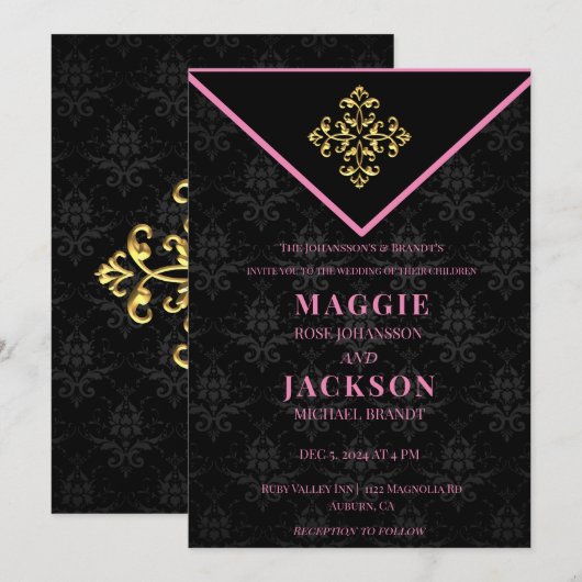 Invitation Mariage Glam du soir (Devant / Derrière)
