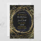 Invitation Mariage Glam Or et Noir Moderne Abstrait (Devant)