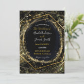 Invitation Mariage Glam Or et Noir Moderne Abstrait (Debout devant)