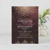 Invitation Mariage Glamor Deco Bourgogne Vintage (Debout devant)