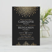 Invitation Mariage Glamor Deco Gold Black Vintage (Debout devant)