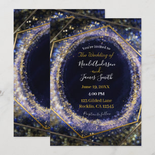 Invitation Mariage Glamour Abstrait Moderne Violet Améthyste 
