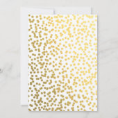 Invitation Mariage Glamour Blanc & Or Confettis Feuille de MÉ (Dos)