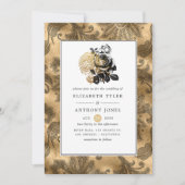 Invitation Mariage Glamour Noir et Or (Devant)