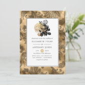 Invitation Mariage Glamour Noir et Or (Debout devant)