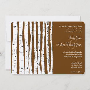 Invitation Mariage Glamping Mocha Brun sous un arbre bouleau