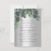 Invitation Mariage Glitter Brun Gris Eucalyptus Verdure (Devant)