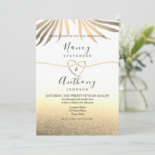 Invitation Mariage Gold Beach (Debout devant)