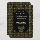 Invitation Mariage | Gold Black Roaring 20s Art Déco (Devant / Derrière)