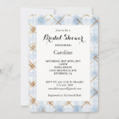 Invitation Mariage Gold Blue White Stripes (Devant)