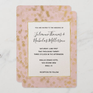 Invitation Mariage Gold Blush Pink Confetti Invite