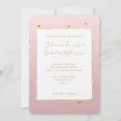 Invitation Mariage Gold Blush Pink Ombre Hearts (Devant)