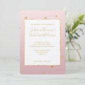 Invitation Mariage Gold Blush Pink Ombre Hearts (Debout devant)