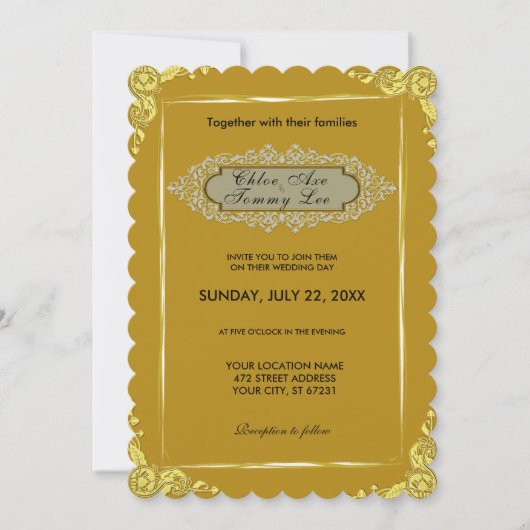 Invitation mariage Gold border (Devant)