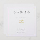 Invitation Mariage Gold Color Calligrapy Script Enregistrer l (Devant / Derrière)