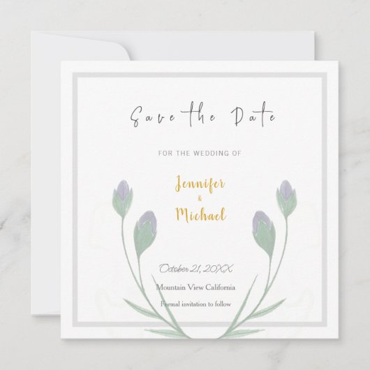 Invitation Mariage Gold Color Calligrapy Script Enregistrer l (Devant)