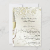 Invitation Mariage Gold Cream Pearl Floral Roses 2 (Dos)