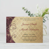 Invitation Mariage Gold Damask Et Purple Swils (Debout devant)