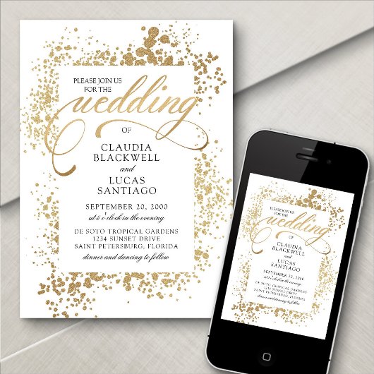 Invitation Mariage Gold Elegant