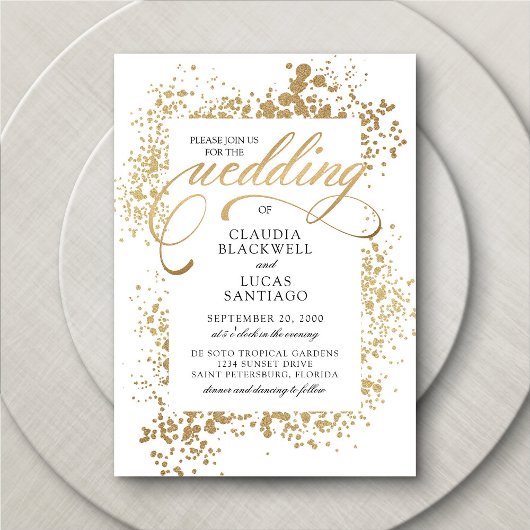 Invitation Mariage Gold Elegant