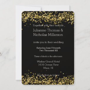 Invitation Mariage Gold et Black Bokeh