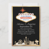 Invitation Mariage Gold et Black Skyline Las Vegas (Devant)