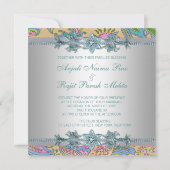 Invitation Mariage Gold et Turquoise Blue Paisley (Dos)