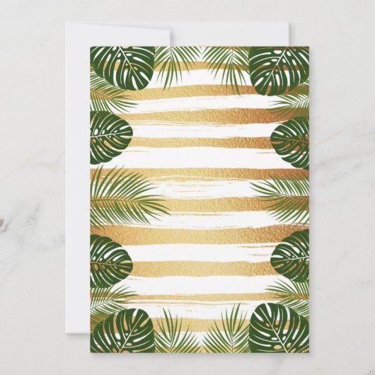 Invitation Mariage Gold Foil & Green Palm Leaf Beach (Dos)