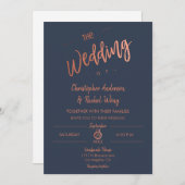 Invitation Mariage Gold Foil Rose de script simple Custom Nav (Devant / Derrière)