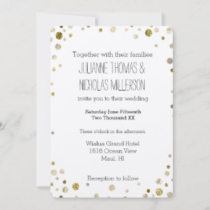 Invitation Mariage Gold Glam Bokeh Confetti