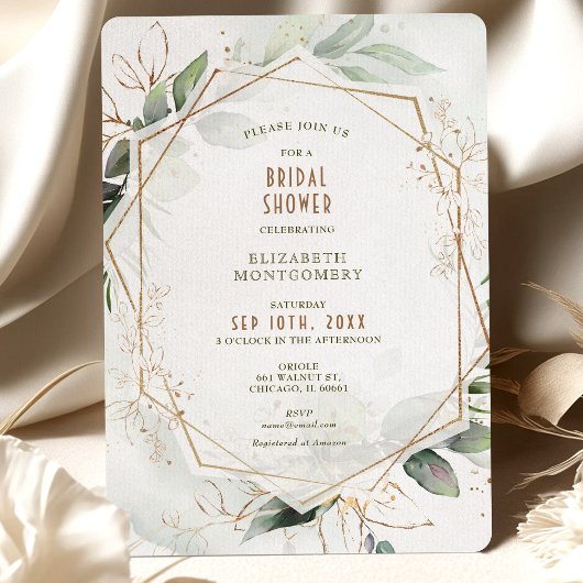 Invitation Mariage Gold & Green Géométrique